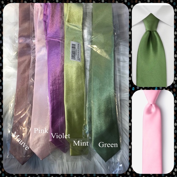 BUNDLE OF Violet and Mauve New Satin Pastel Thin Unisex Ties - Picture 2 of 3